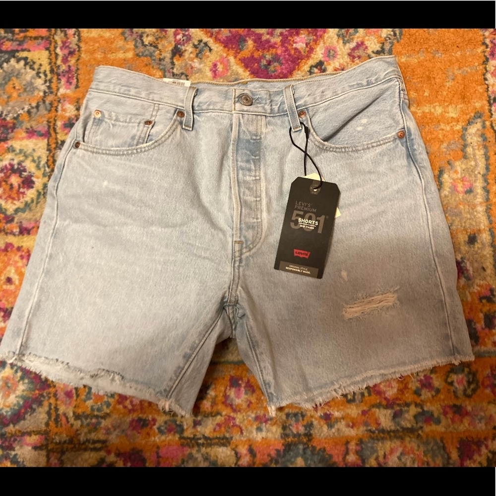 Levi's 501 mid length jean shorts